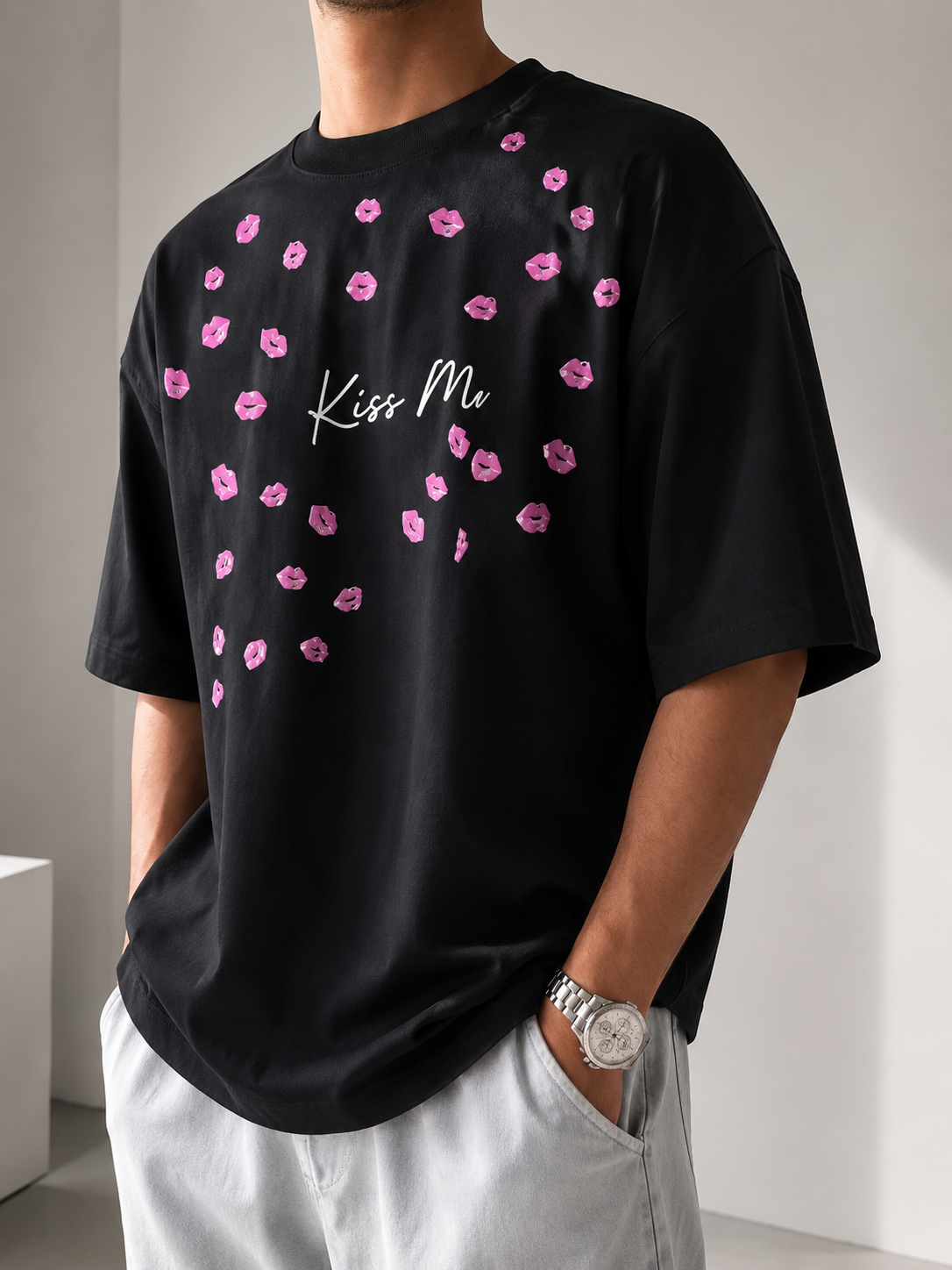 Pink Kissed T-Shirt (Black)